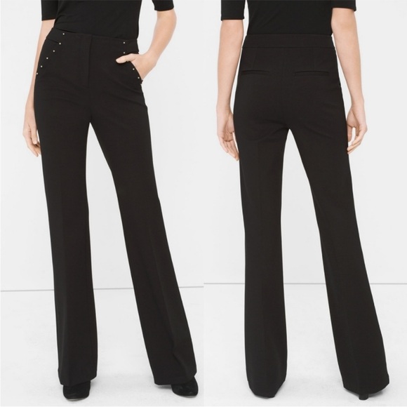 White House Black Market Pants - White House Black Market Black Slim Flare Pants With Studded Detail
